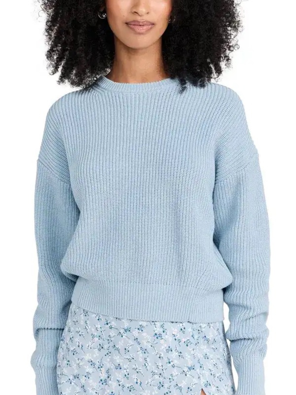 🩵Reformation Winnie Organic Cotton Sweater in Mineral • Ribbed Crewneck - Picture 3 of 7
